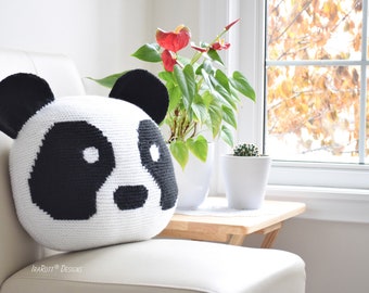 Panda Pillow Knitting Pattern PDF – Stuffed Pillow for Home Decor, Nursery Kids’ Room Cushion