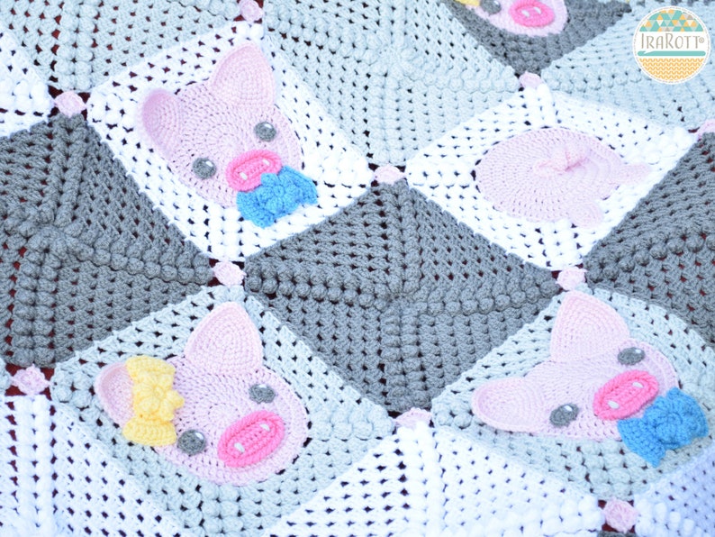 CROCHET PATTERN Pinky The Piggy Blanket image 5