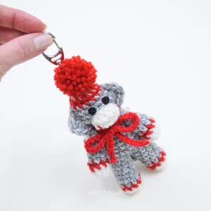 CROCHET PATTERN Spunky The Tiny Sock Monkey Keychain image 4