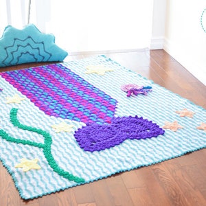 CROCHET PATTERN Mica the Mermaid and Jellyfish Blanket image 5