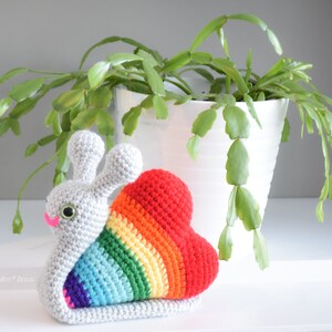 CROCHET PATTERN Cupid The Love Snail With Heart Amigurumi Toy image 7