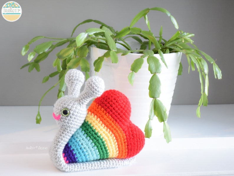 CROCHET PATTERN Cupid The Love Snail With Heart Amigurumi Toy image 7