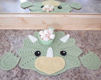 CROCHET PATTERN Tops The Triceratops Dinosaur Placemat