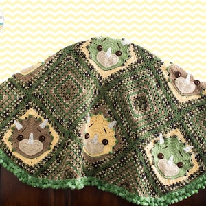 CROCHET PATTERN Tops The Triceratops Dinosaur Blanket image 5