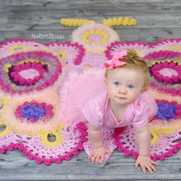 CROCHET PATTERN Butterfly Animal Rug