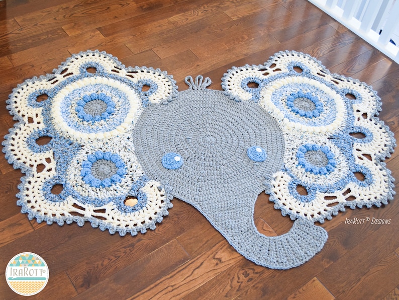 CROCHET PATTERN Josefina and Jeffery Elephant Rug image 4