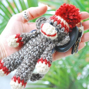 CROCHET PATTERN Spunky The Tiny Sock Monkey Keychain image 6