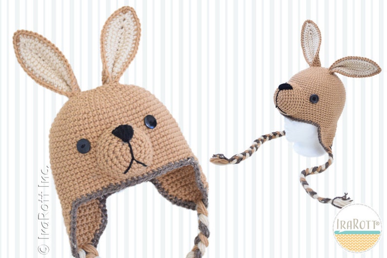 CROCHET PATTERN Kangaroo Joey Animal Hat image 7