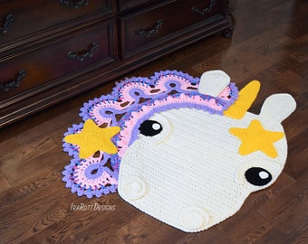 CROCHET PATTERN Unicorn Animal Rug