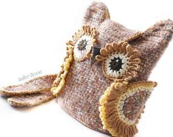 CROCHET PATTERN Hooty the Owl Buddy 3 in 1 Bag Backpack Belt Pouch