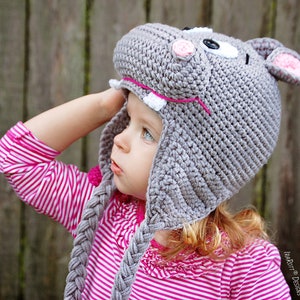 CROCHET PATTERN Happy Hippo the Hippopotamus Animal Hat image 4