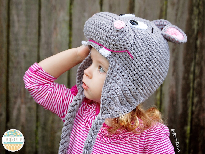 CROCHET PATTERN Happy Hippo the Hippopotamus Animal Hat image 4