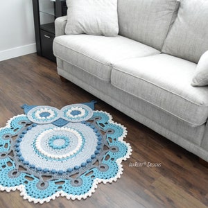 CROCHET PATTERN Retro Owl Bird Rug image 3