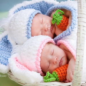 CROCHET PATTERN Bunny Rabbit Baby Hat with Carrot and Cocoon image 1