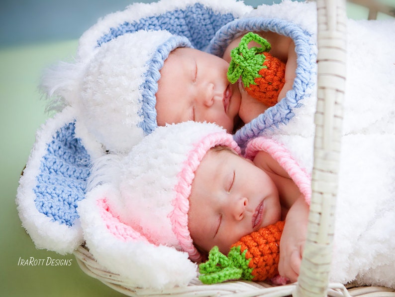 CROCHET PATTERN Bunny Rabbit Baby Hat with Carrot and Cocoon image 1