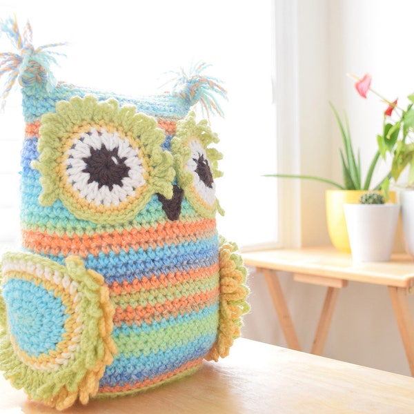 CROCHET PATTERN Hooty the Owl Buddy Hooks and  Needles Organizer Amigurumi Pillow