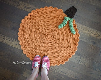 Pumpkin Rug Crochet Pattern PDF – Fall Home Decor, Thanksgiving Mat for Autumn Harvest