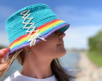 Cotton Bucket Hat Crochet Pattern PDF – Summer Sun Hat, Baby to Adult Sizes