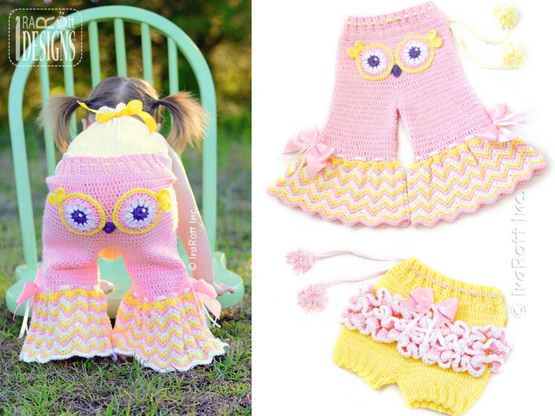 CROCHET PATTERN Fiesta Owl Pants and Ruffled Bloomers image 3