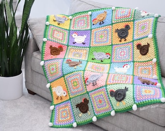 CROCHET PATTERN Free-Range Chickens Blanket
