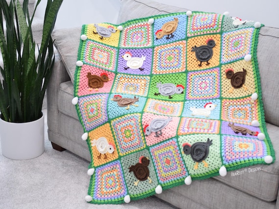 CROCHET PATTERN Free-Range Chickens Blanket