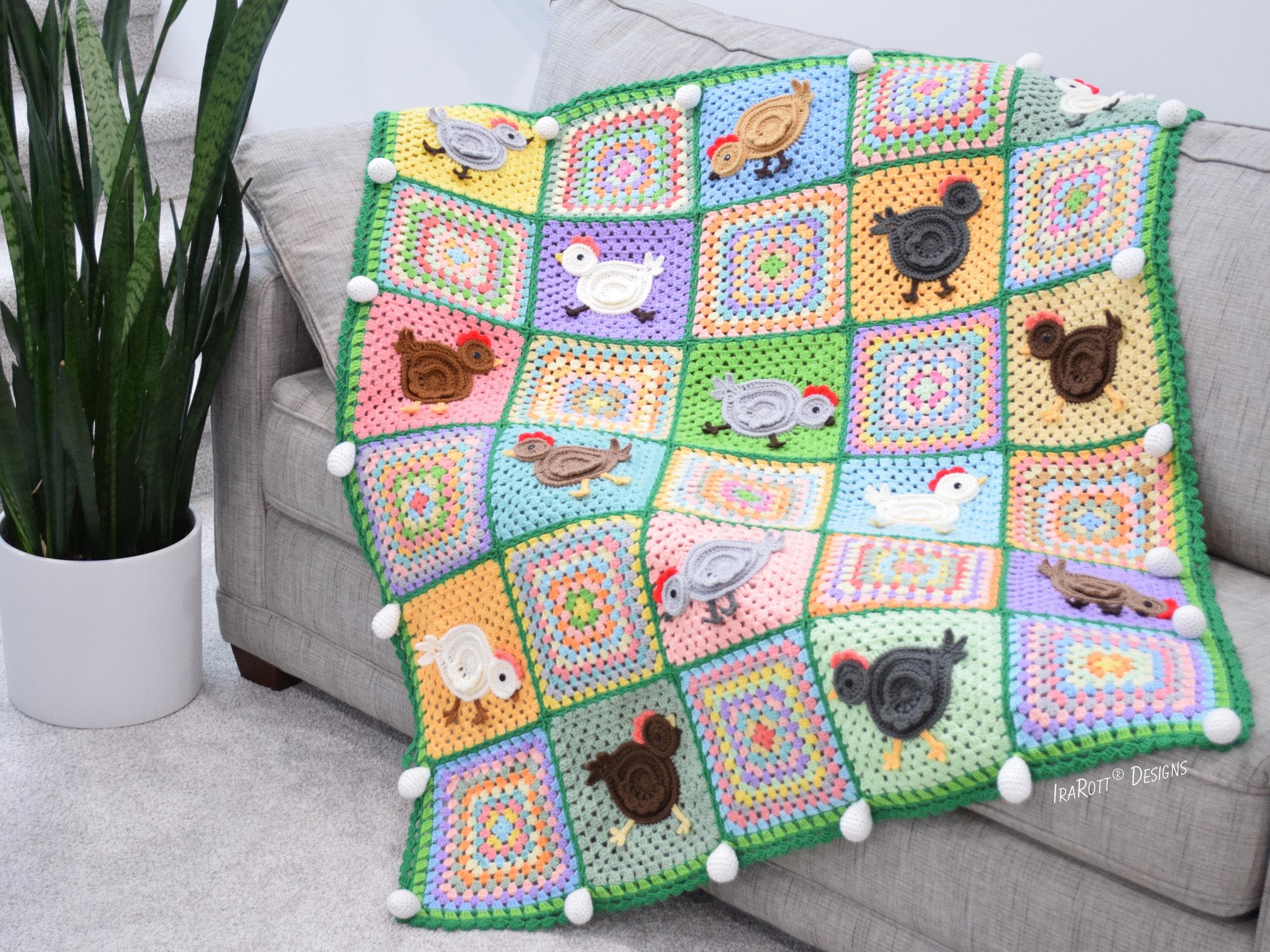 CROCHET PATTERN Free-range Chickens Blanket Canada