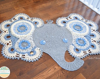 Crochet Elephant Rug Pattern – Safari Nursery Play Mat (PDF)