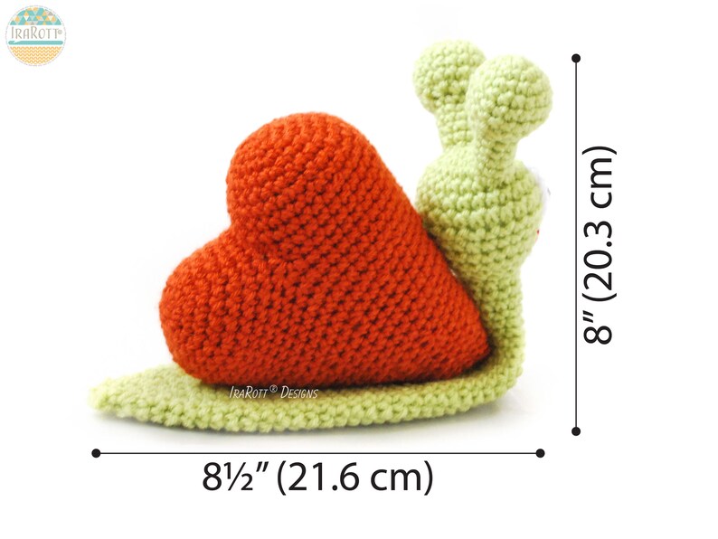 CROCHET PATTERN Cupid The Love Snail With Heart Amigurumi Toy image 5