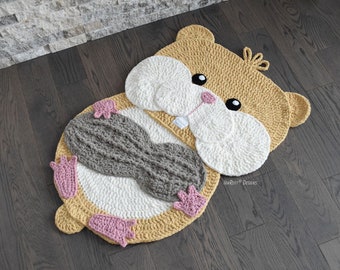 Hamster Rug Crochet Pattern PDF – Animal Reading Mat for Kids Room
