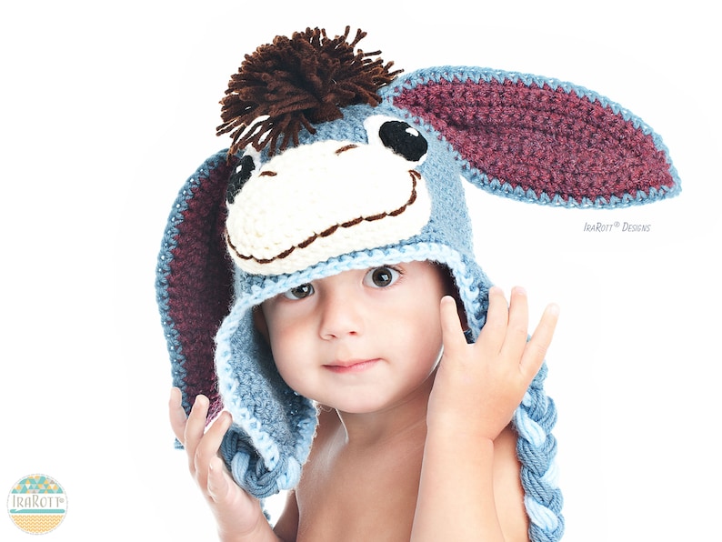 CROCHET PATTERN Funky Donkey Hat with Tail image 6