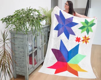 CROCHET PATTERN Fibonacci Star Granny Square Blanket