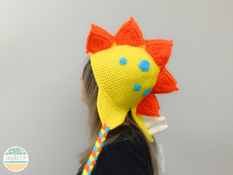 CROCHET PATTERN Spiky the Stegosaurus Dinosaur Hat image 4