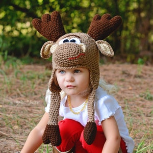 Moose Hat Crochet Pattern PDF – Canadian Animal Hat, Woodland Beanie, Baby to Adult Sizes