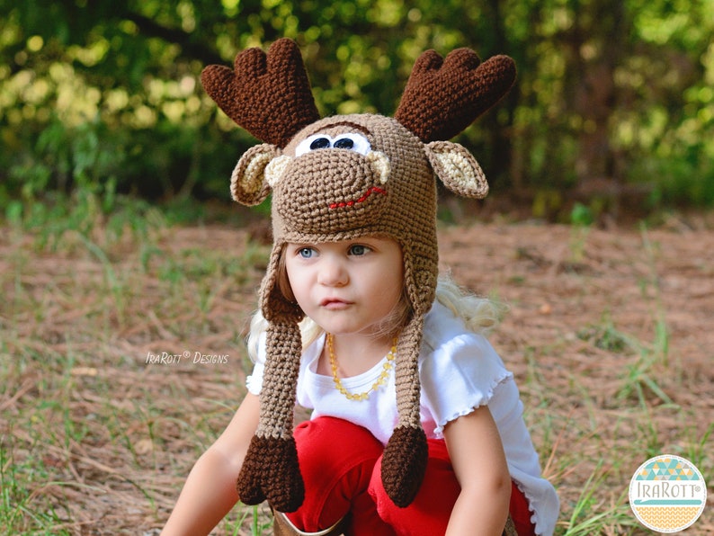 CROCHET PATTERN Eh Moose Animal Hat image 3