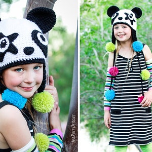 CROCHET PATTERN Amanda the Rock-n-Roll Panda and Bamboo the Panda Animal Hat