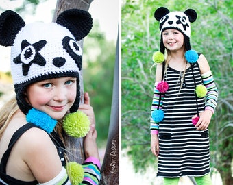 CROCHET PATTERN Amanda the Rock-n-Roll Panda and Bamboo the Panda Animal Hat