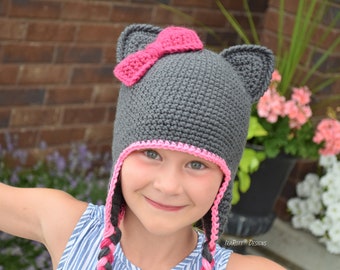 CROCHET PATTERN Sassy The Kitty Hat With Bow