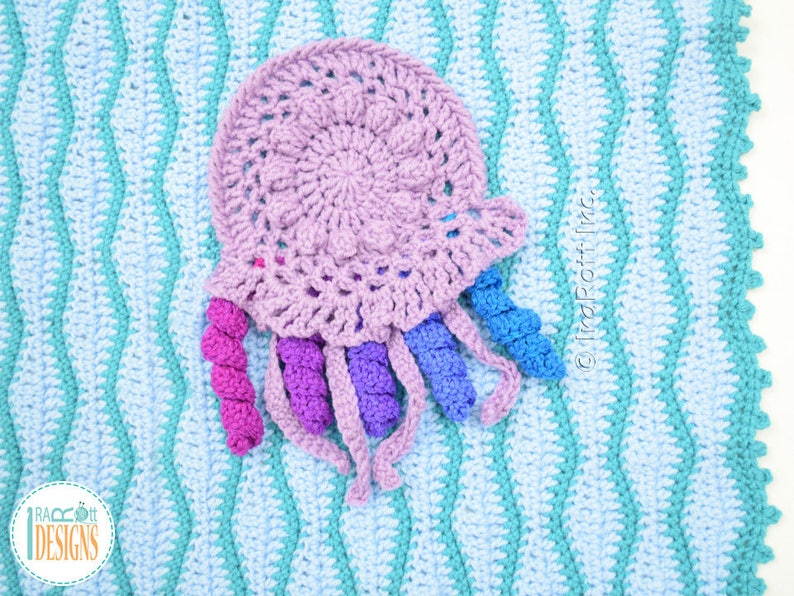 CROCHET PATTERN Mica the Mermaid and Jellyfish Blanket image 3