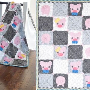 CROCHET PATTERN Pinky The Piggy Blanket image 4