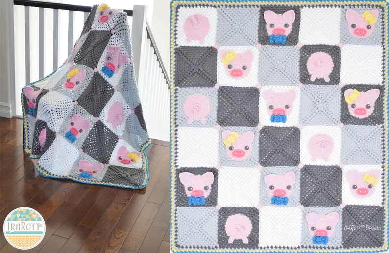 CROCHET PATTERN Pinky The Piggy Blanket image 4