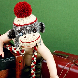 CROCHET PATTERN Spunky The Sock Monkey Hat image 1