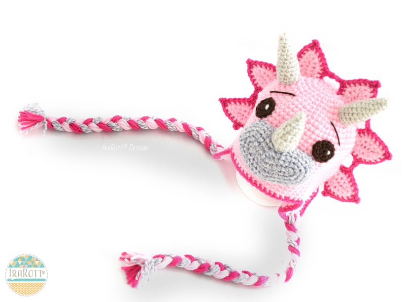 CROCHET PATTERN Tops The Triceratops Dinosaur Hat imagen 3