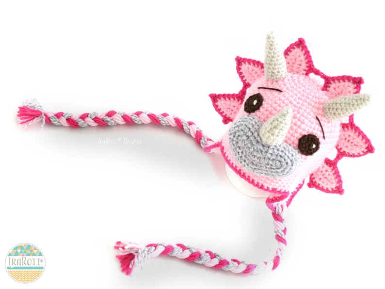 CROCHET PATTERN Tops The Triceratops Dinosaur Hat image 3