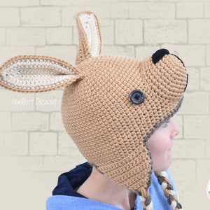 CROCHET PATTERN Kangaroo Joey Animal Hat image 5
