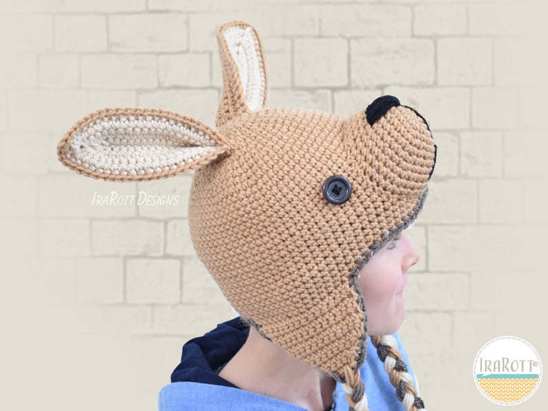 CROCHET PATTERN Kangaroo Joey Animal Hat image 5