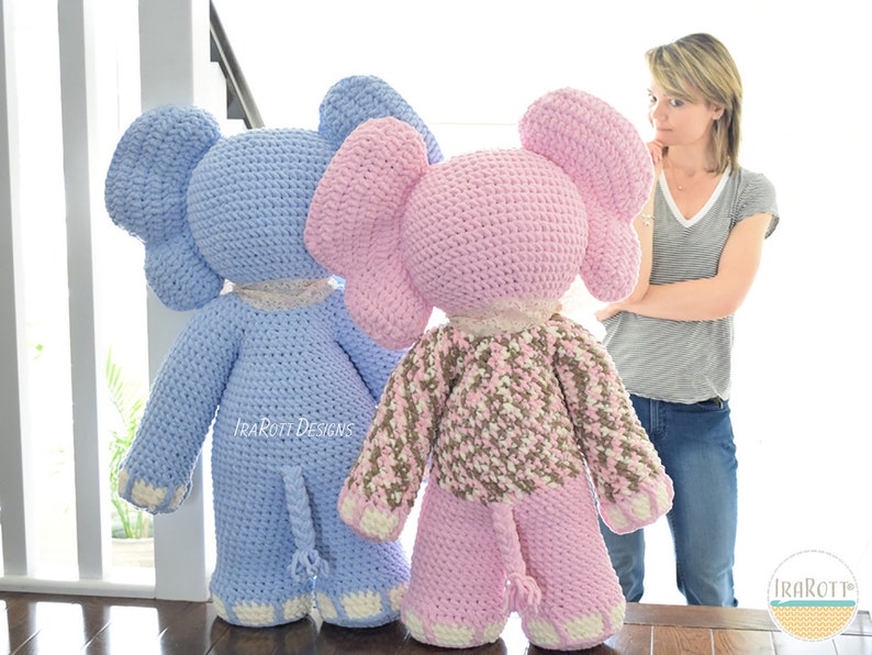 CROCHET PATTERN Josefina and Jeffery Big Amigurumi Elephants Amigurumi image 3