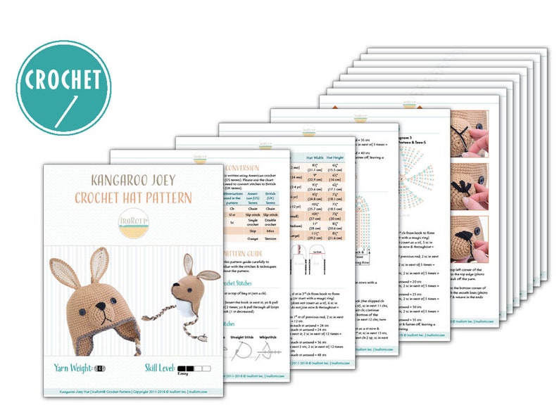 CROCHET PATTERN Kangaroo Joey Animal Hat image 2