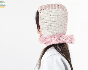 Crochet Bonnet Pattern – Garterline Seamless Hood with Skinny Scarf