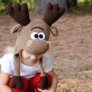 CROCHET PATTERN Eh Moose Animal Hat image 4