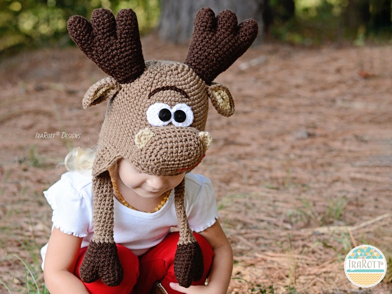 CROCHET PATTERN Eh Moose Animal Hat image 4